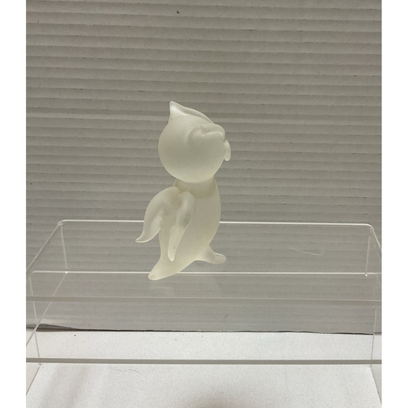 Vtg Titan Art Glass Frosted Standing Owl Figurine Made In The USA Paperweight - Picture 3 of 8